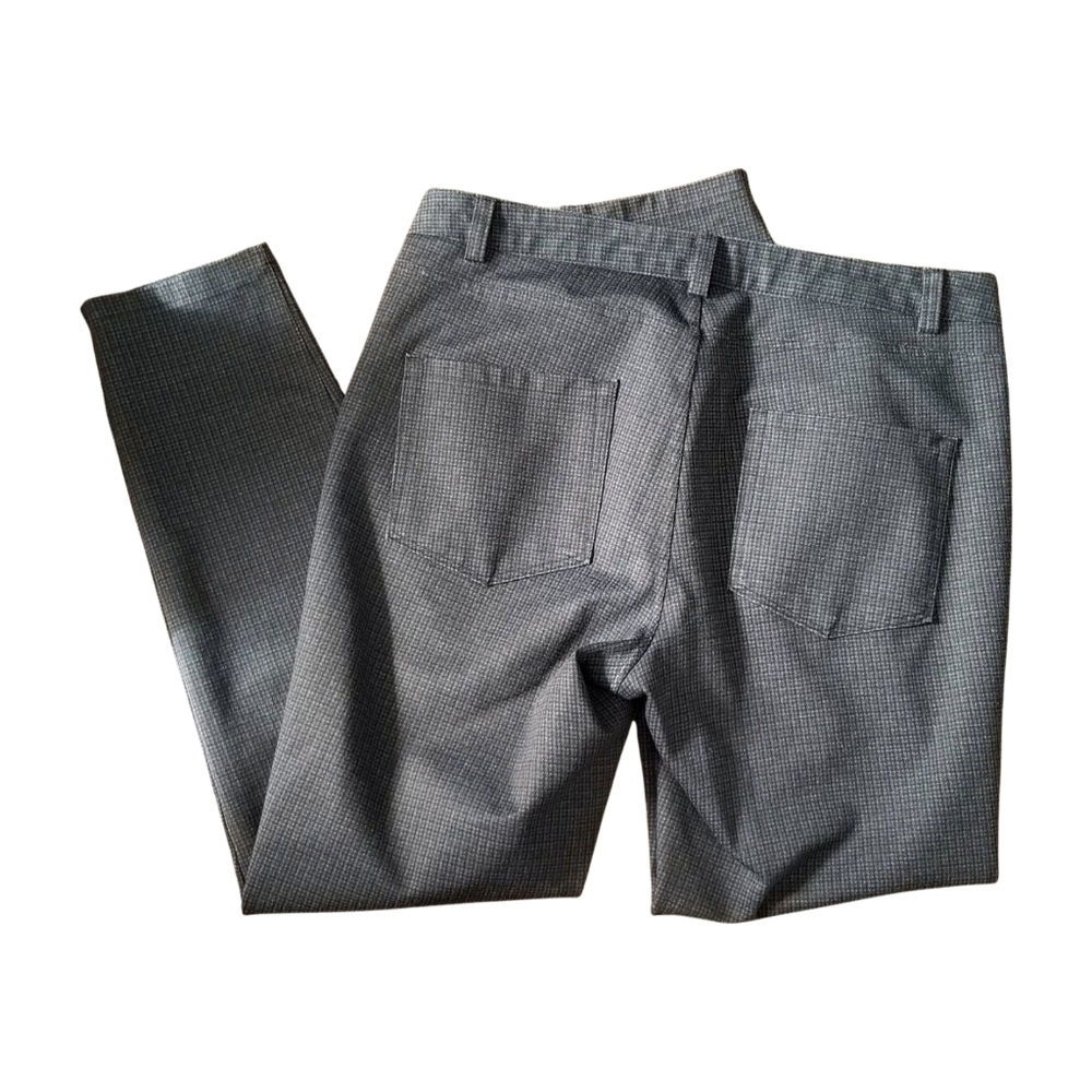 Karl Lagerfeld Gray Checkered Pants Mid rise Slim Fit - Picture 2 of 6